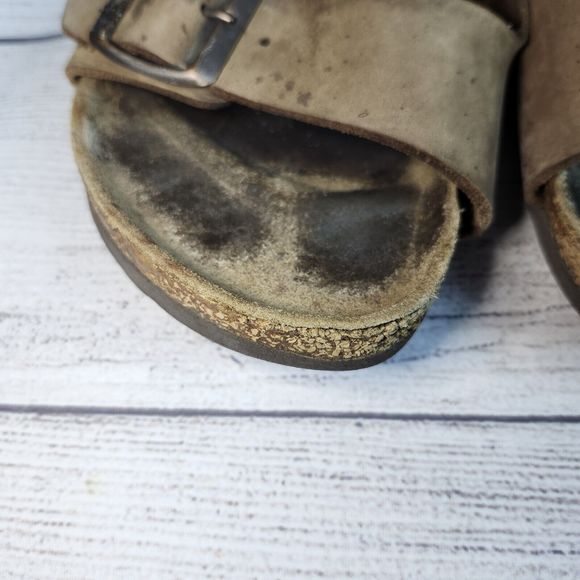 Birkenstock Arizona Oiled Leather Sandals Tobacco Brown US 6 EU 37 Distressed - Picture 10 of 13